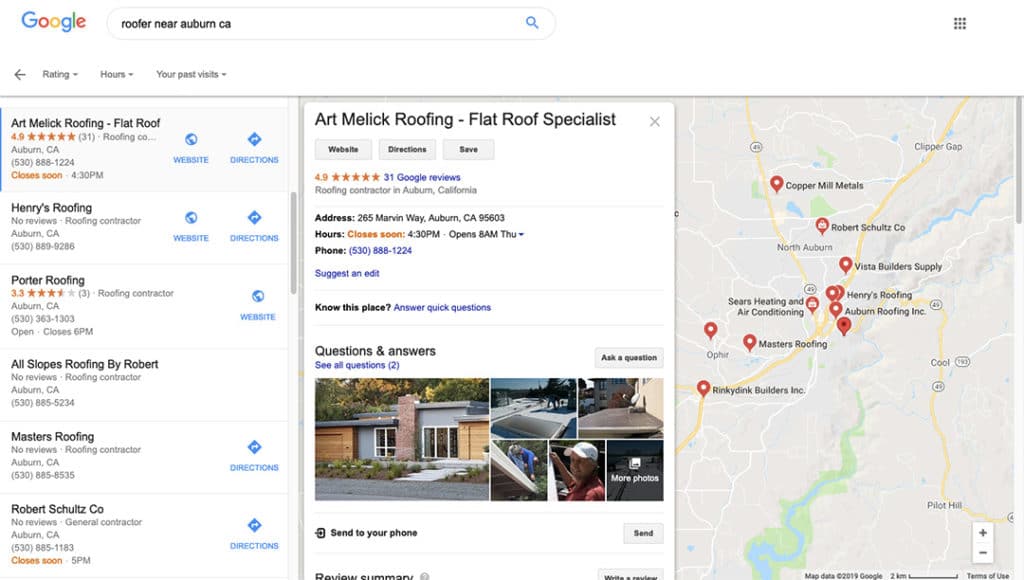 Google My Business GMB Listing for Local Roofing Business