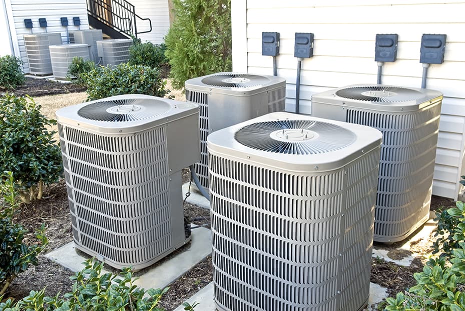 Air Conditioners Outside an Apartment Building