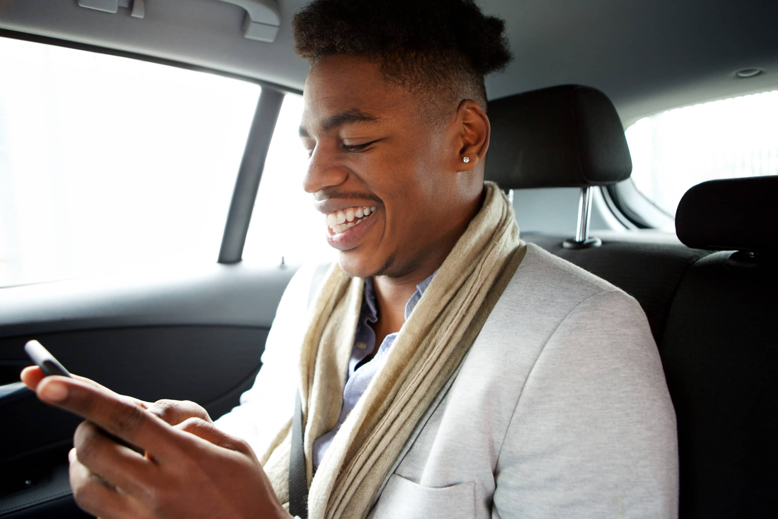 Man on phone in car