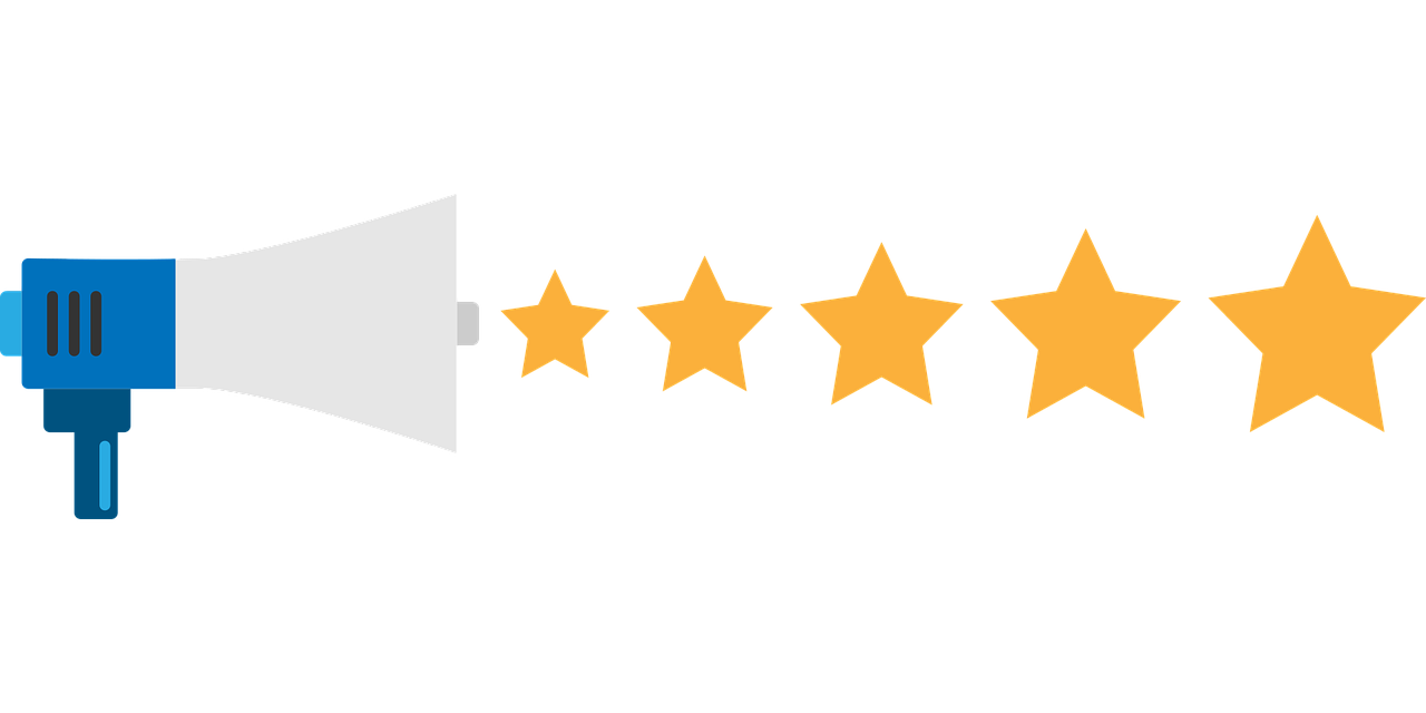 5 star review with megaphone