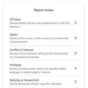 How to flag a review in your Business Profile Account: Step 5