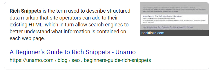 feature snippets for Google