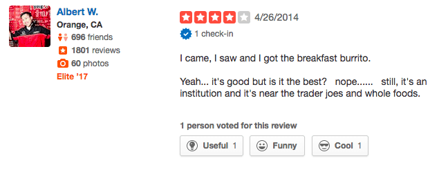 Funny Yelp review - foodie