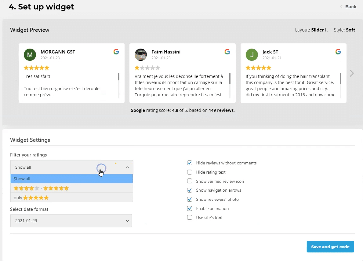 add google reviews to website: step 7