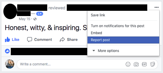 How to report a Facebook review