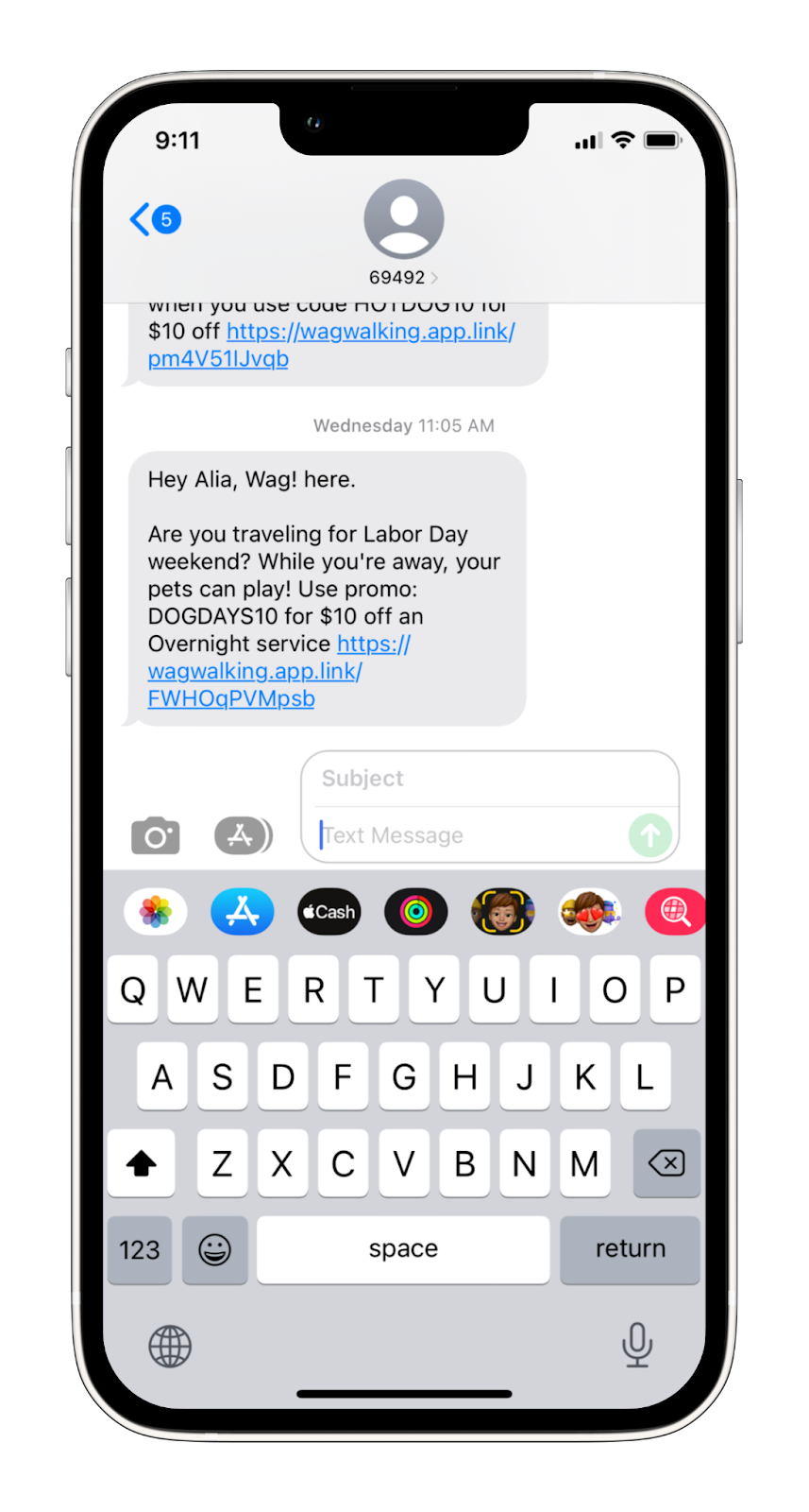 Examples of Successful SMS Campaigns: Wag!