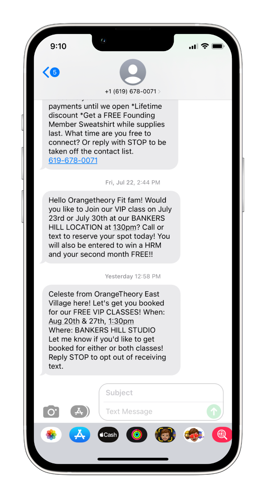 Examples of Successful SMS Campaigns: Orangetheory fitness